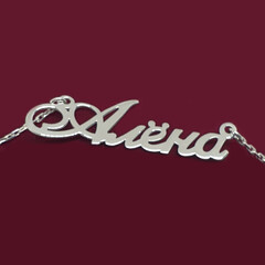 Серебряное колье с именем Алена