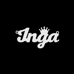 Серебряное колье с именем Inga