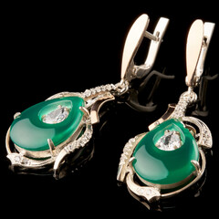 Серьги серебряные 925 пробы с золотыми вставками арт. 254с